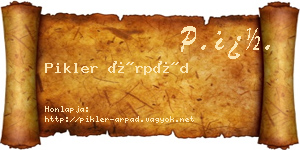 Pikler Árpád névjegykártya